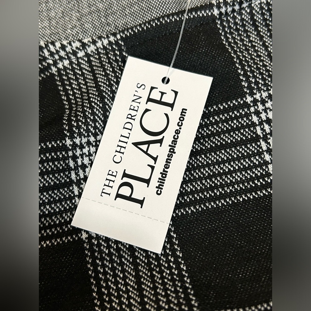 New! The Childrens Place Plaid Jacquard Stretch Knit Belted Dress Size 14 - Picture 4 of 10